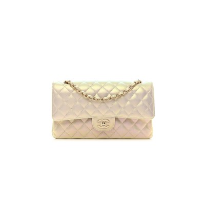 CHANEL IRIDESCENT LAMBSKIN QUILTED MEDIUM DOUBLE FLAP 1404212 (25*15*6cm)